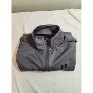 Under Armour Jacket Mens Large Gray Soft Shell Long Sleeve Zip Athleisure Bomber